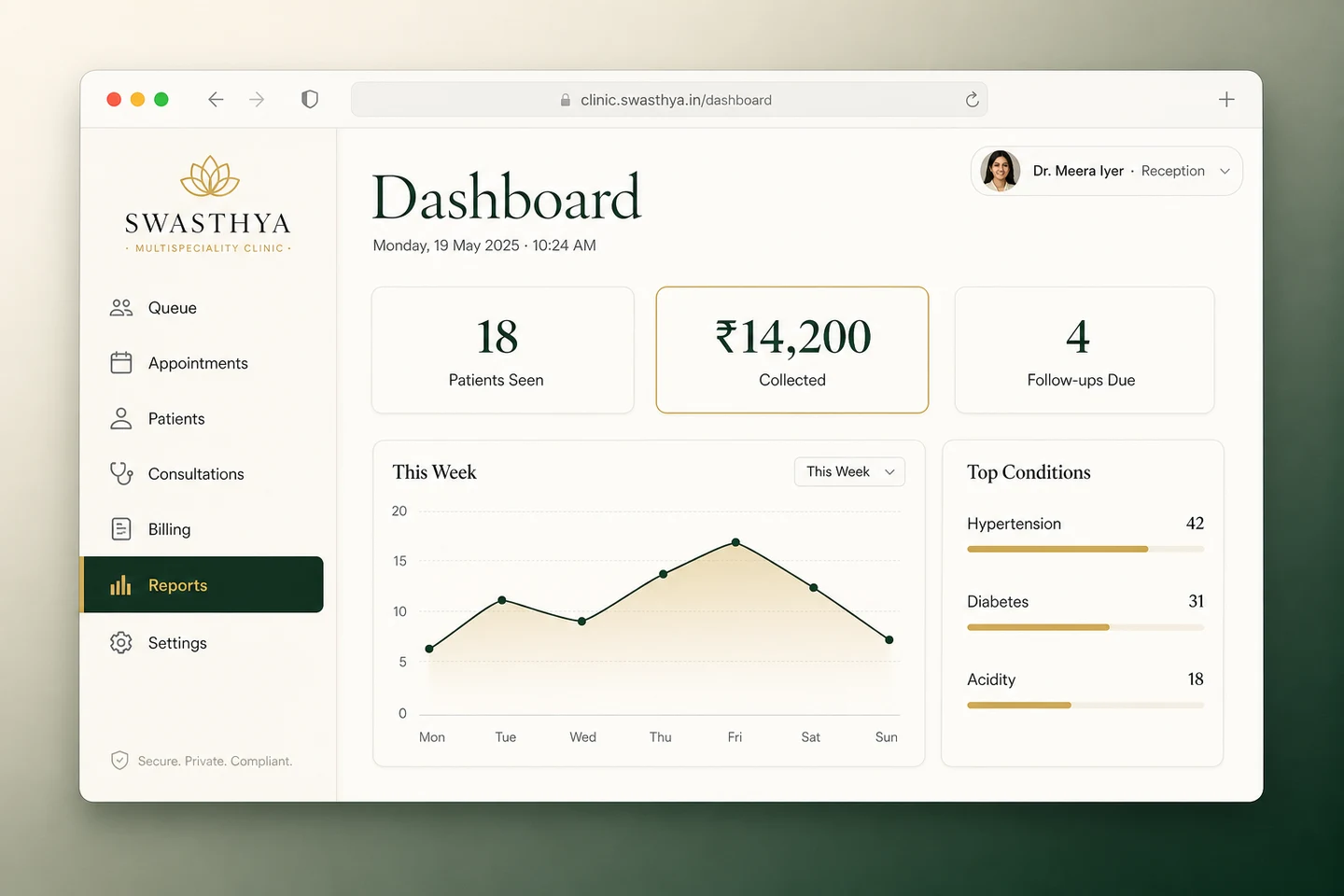 Dashboard: See your full day at a glance.