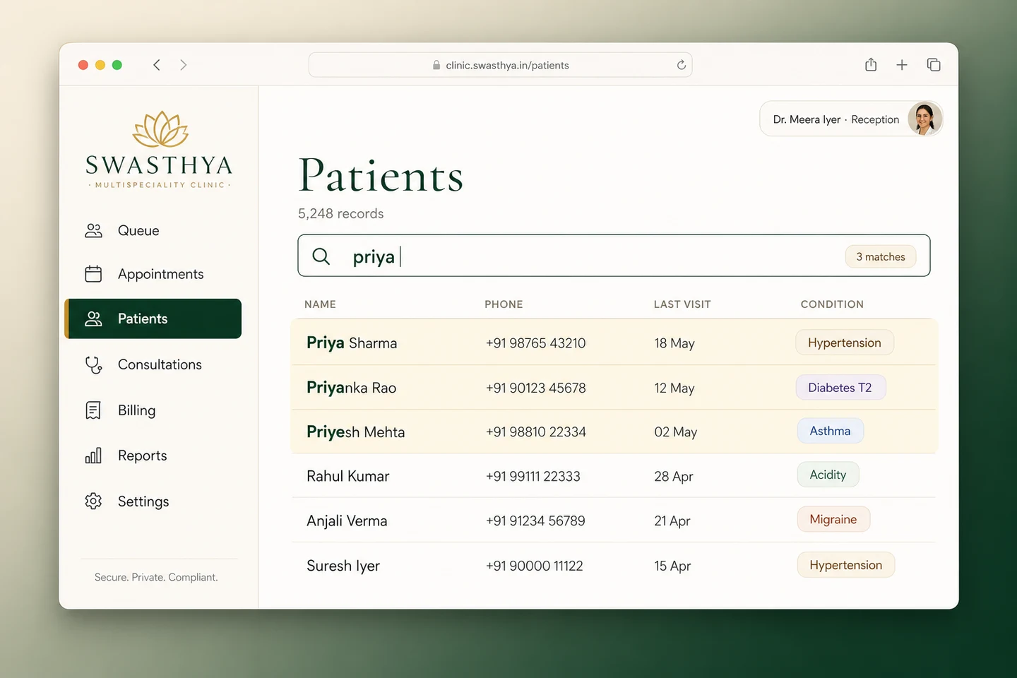Patient Records: Find the right patient in seconds.
